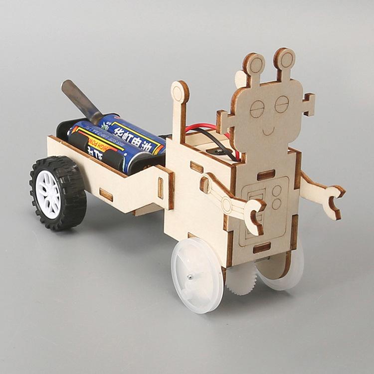 Robot Pull Cart Diy Technology Experiment Assembled Plaything Model Creative Science Production Pulling Robot Kids Educational Plaything
