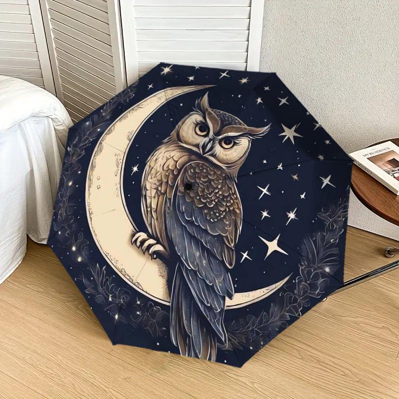 1pc Moonlit Wisdom Umbrella with Plastic Handle,Suitable for All Seasons Home Travel Outdoor UmbrellaDD1374
