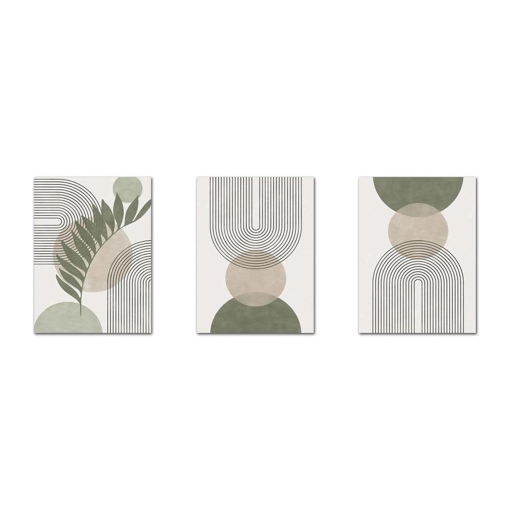 Nordic Sage Green Botanical Posters Prints Pictures Abstract Boho Geometric Wall Art Canvas Painting for Living Room Home Decor