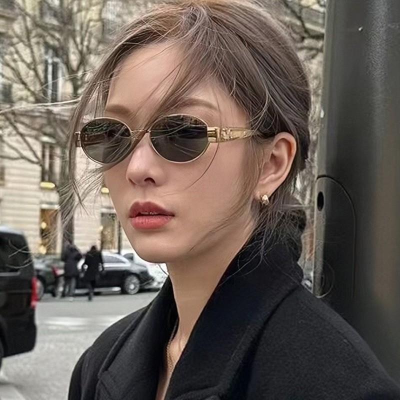 Oval Sunglasses For Women With High-end Metal Sunglasses Small Frame Retro Internet Celebrity Street Shot Sunglasses 2180