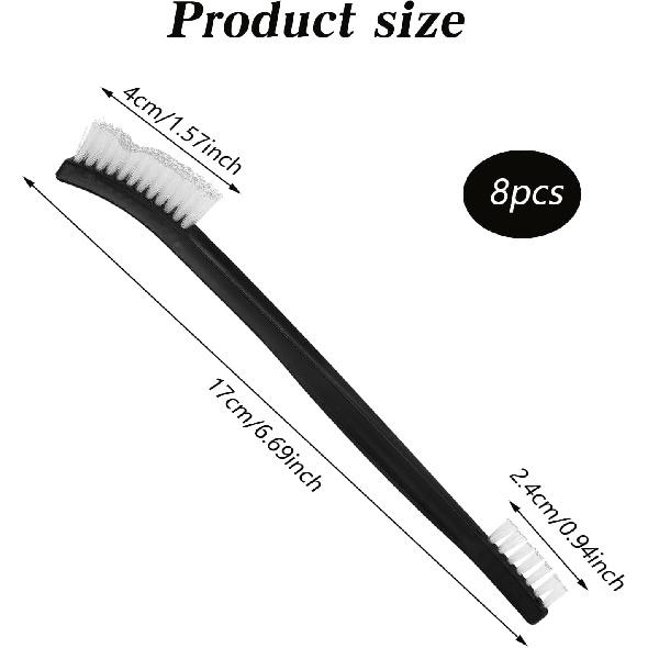 10PCS Double Ended Nylon Cleaning Brushes, Small Brush for Detail Cleaner Double-Ended Detail Clean Brush Set Crevice Cleaning Tool -Black &