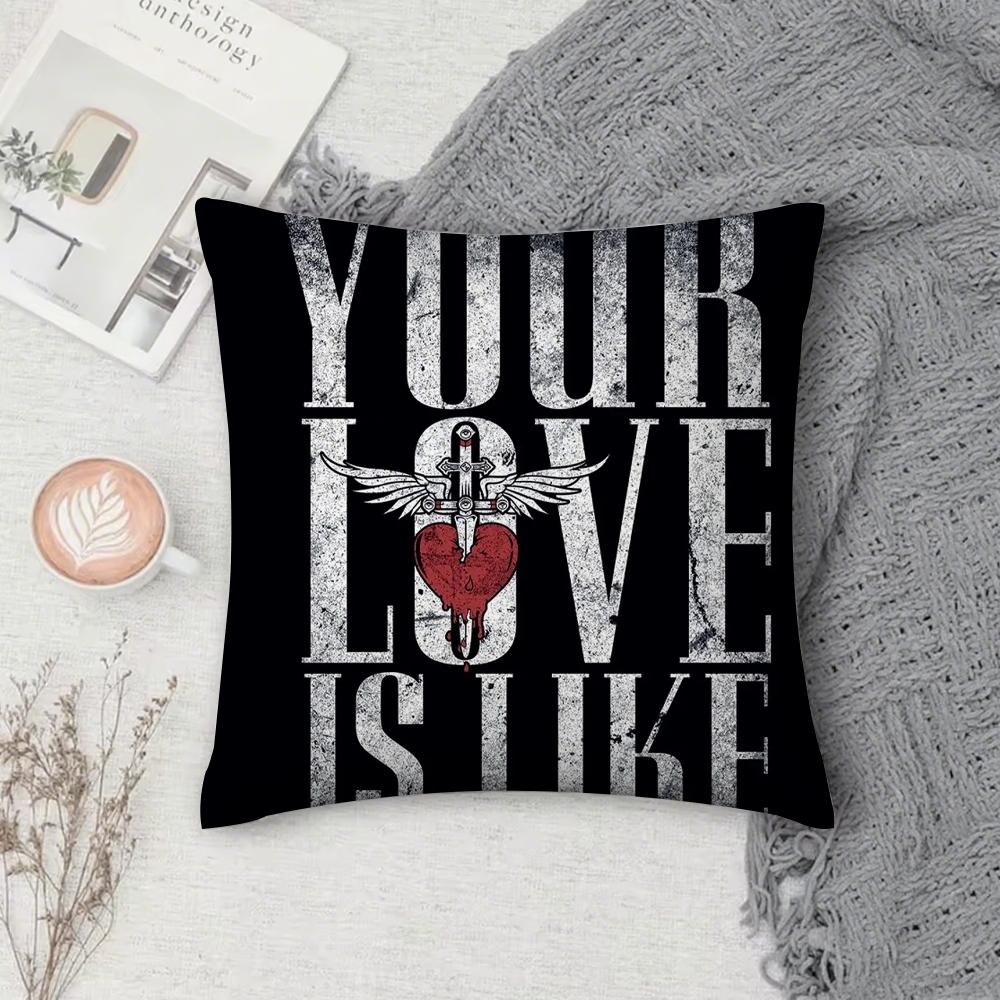 Rock Band B-Bon Jovi Forever Pillow Case Square Double-Sided Printing Short Plush Sofa Cushion Cover Bedroom Bedside Pillow