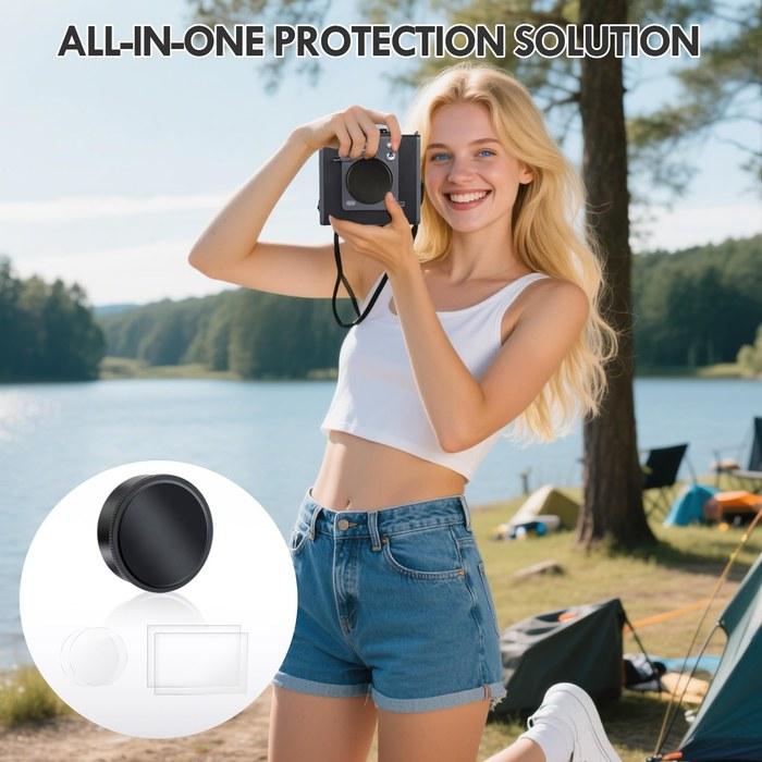 [Hiyqin] Screen Protector & Lens Cap for [Fujifilm] Instax Wide Evo Hybrid Camera - 0.25mm Hardened LCD Screen Protector & Lens PET Film