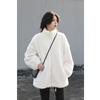 Korean version loose stand-up collar solid color coat medium and long plush jacket top women's winter new women's clothing