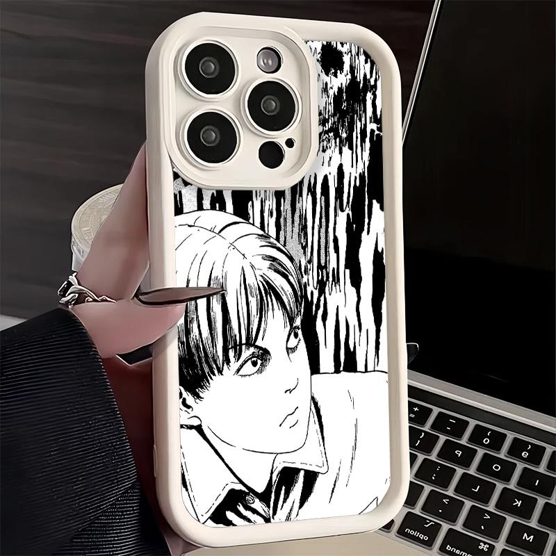 Phone Case for iPhone 17 Air 16E 15 16 Pro Max Japanese Horror Anime Cover 14 Plus 13 12 Mini Soft Shell Silicone Fundas