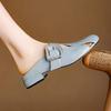 Fashion Round-toed Women's Shoes Baotou Thick Low-heeled Semi-slippers for Outer Wear Summer New Versatile Cool Mops