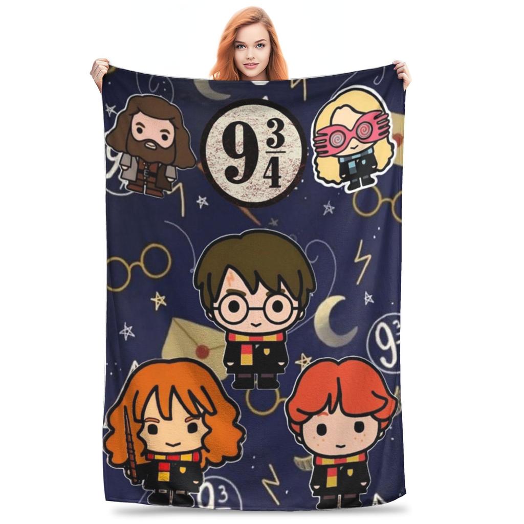 Magical Fantasy World HP Cartoon Blanket Multi-size Super Soft Cozy Throw Blankets for Couch Sofa and Bed
