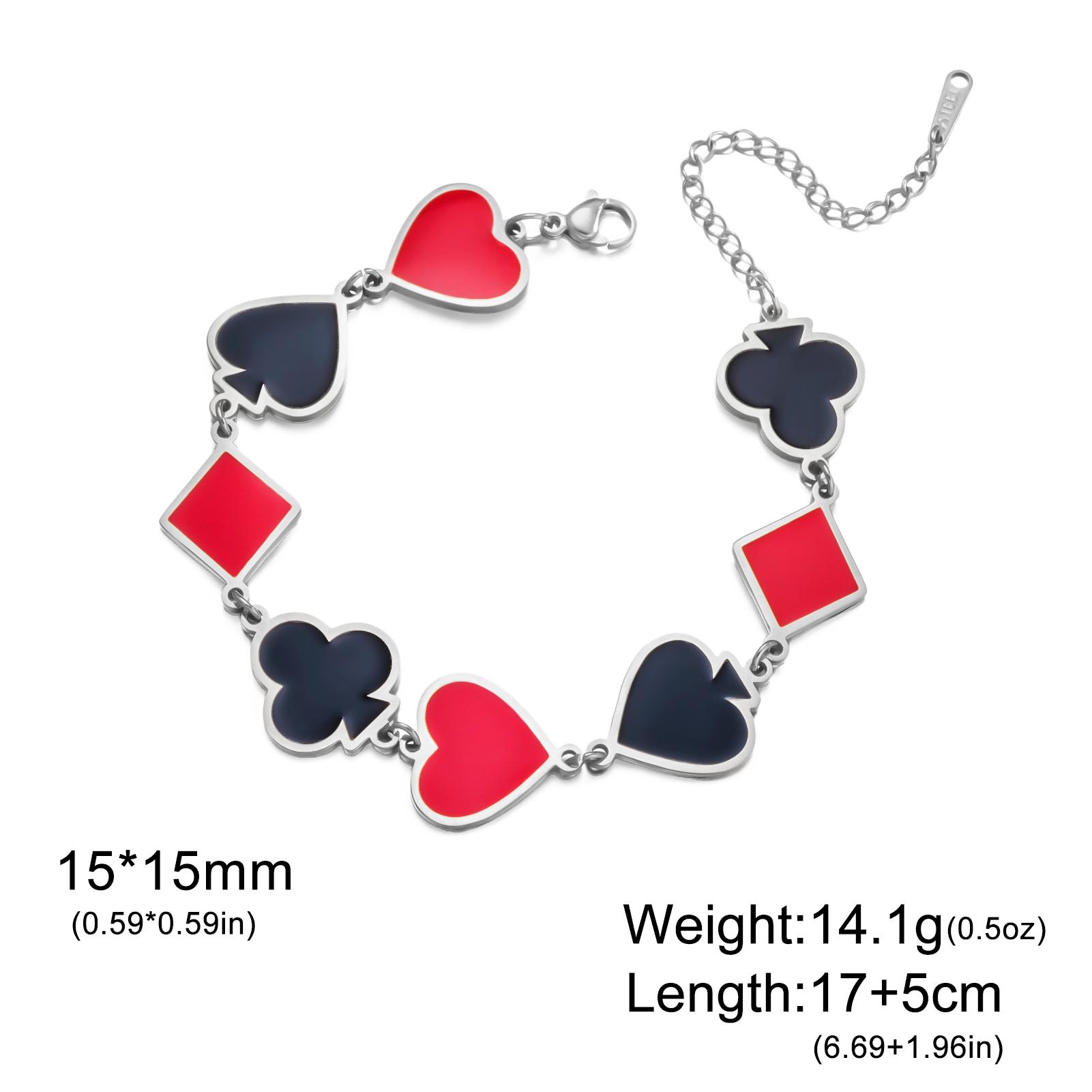 

Poker Card Spade Heart Club Diamond Charms Bracelets for Women Stainless Steel Hand Bracelet Jewelry Gift 2026 Wholesale New