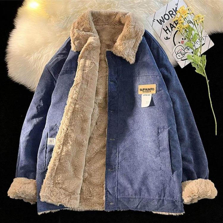 

Soft Comfortable Warm Women Loose Padded Thickened Daily Tops Jacket Fall M синий