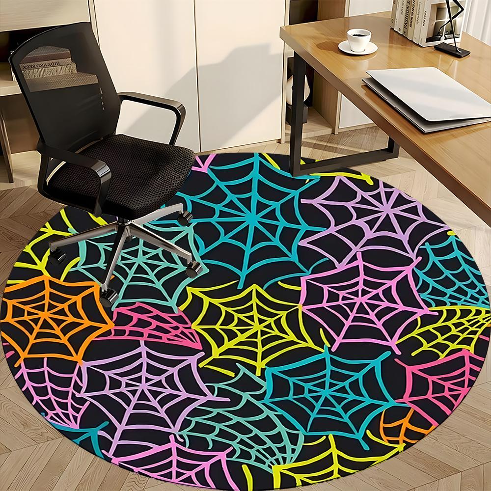 1pc Spiderwebs Halloween Office Round Area Rug, Indoor Mat Suitable ForOffice, Under Office Chairs Bedroom Living Room Home Decor, Room Decot082