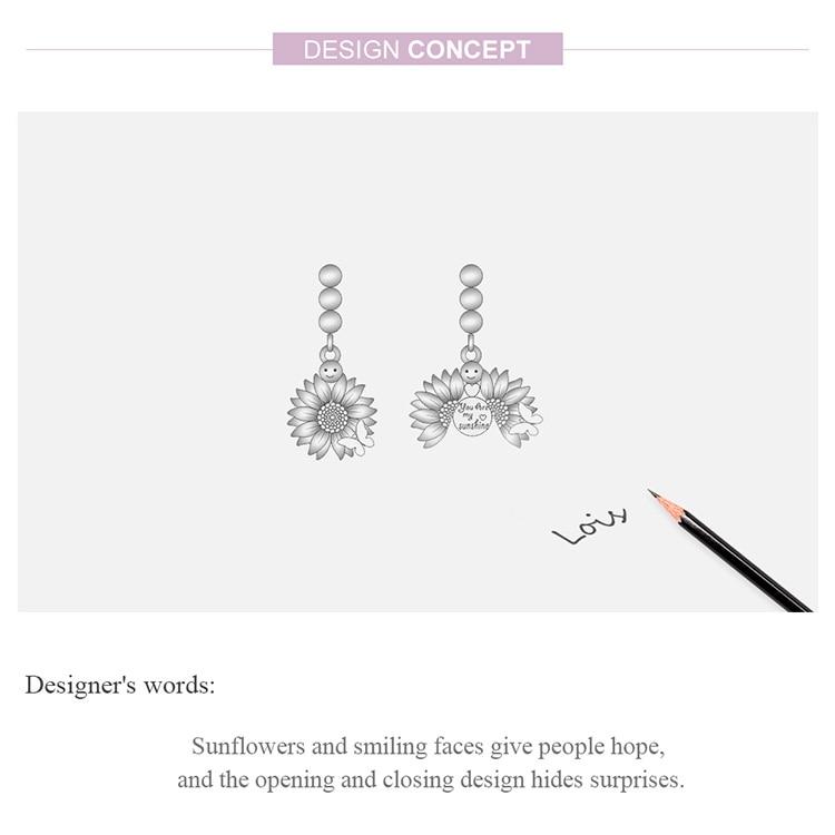 WOSTU Ekte 925 sterlingsølv solsikkeperler dingler sjarmfitting originalt armbånd halskjede anheng mote DIY smykker