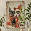 1pc Vintage Christmas Dog Metal Tin Sign, Iron Wall Art with Aluminum Foil Carving, Festive Home & Outdoor Decor, 8x12 Inches