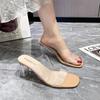 Fashion Summer Women Pumps Sandals PVC Jelly Slippers Open Toe High Heels Women Transparent Perspex Slippers Shoes Heel Clear Sandals
