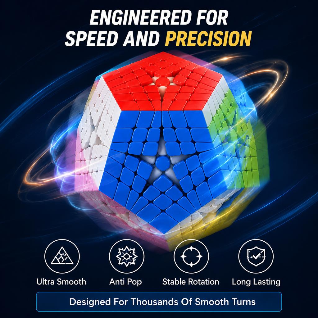 Sengso Megaminx 6X6 Speed Cube, Stickerless Dodecahedron Puzzle Cube, High Difficulty Brain Teaser For Adults & Teens Cubers