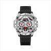 Men's Sports Watches Waterproof Real Three- Eyes Calendar Quartz Watch Leather Strap Multifunction Casual Watch Reloj Hombre