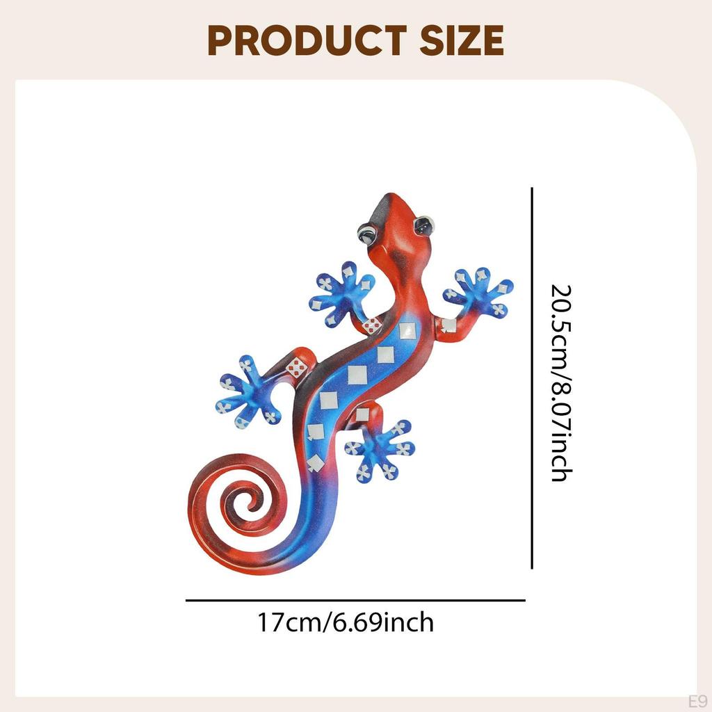 Metal Gecko Wall Art 2D Hanging Artwork,Art Decoration Ornament for Porch Cafe Patio Home