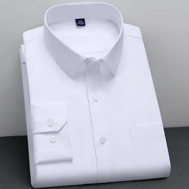

Модная рубашка Non Iron Anti Wrinkle Classic Solid Business Casual Soft Wear Long Sleeve Shirts Men M белый