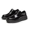 Brand Spring Autumn Men Dress Shoes Lace Up Casual Black Leather Shoes Men Glossy  Loafers Luxury Wedding Party Male Shoes Men
