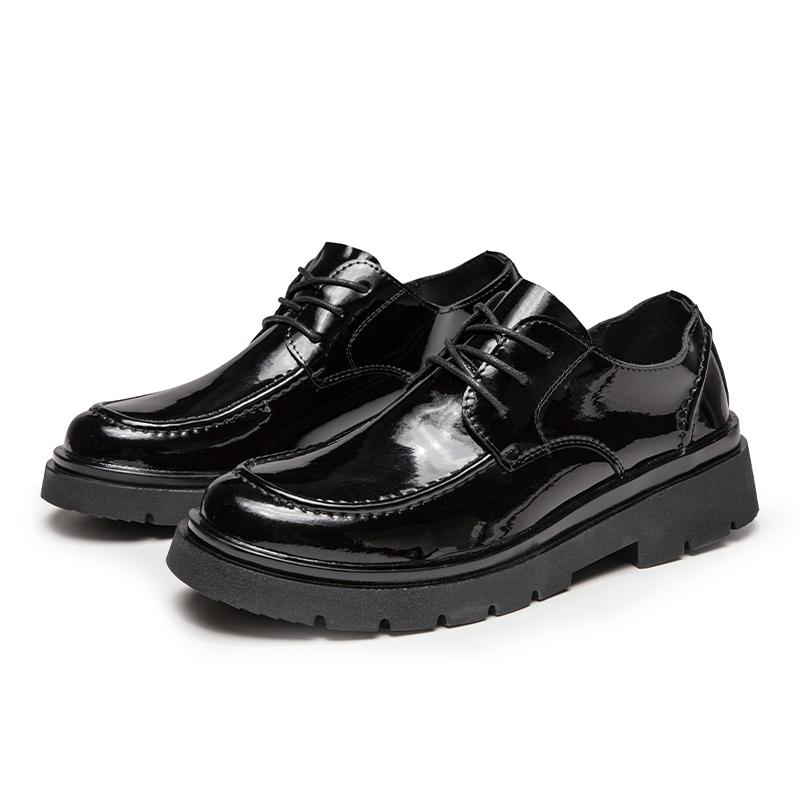 Brand Spring Autumn Men Dress Shoes Lace Up Casual Black Leather Shoes Men Glossy  Loafers Luxury Wedding Party Male Shoes Men