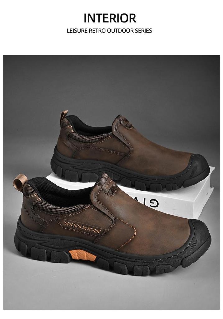 Men's Thick Sole Wear-Resistant Leather Hiking & Casual Shoes