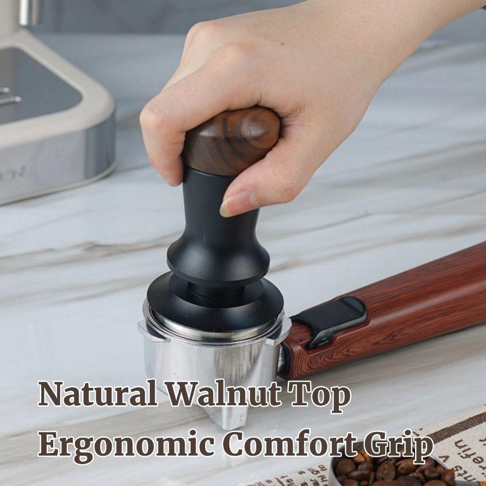 51/53/58MM Coffee Tamper Walnut Wood Constant Pressure Manual Espresso Tamper Stainless Steel Base Coffee Impact Tamper
