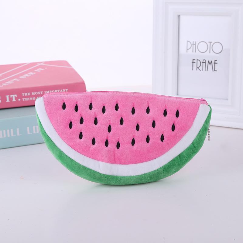 Cute Big Watermelon  Bag Fashion Watermelon Pen Bag Cute Plush Stationery Bag