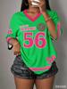 Fashion Women's Sporty Jersey Y2K Quick-dry T-Shirt Letter NO.56 Summer Casual Wear Sports Loose and Comfortable T-shirt Tops
