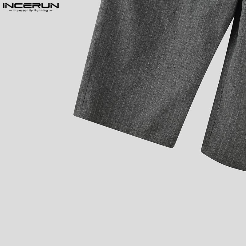 INCERUN Men Drawstring Belt Waist Striped Casual Drop-crotch Pants Long Trousers