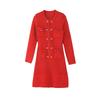 Elegant French High-End Mid-Length Knitted Dress with Heart Buckle for Early Spring