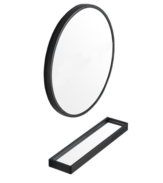 Mirror With Shelf 70Cm Black