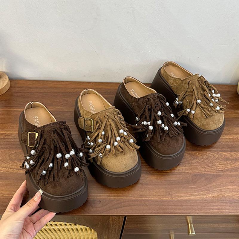 Mode Plattforms Damtofflor Flats Designer Mules Skor Casual Sandaler Höst Kvinna 2025 Trend Slingback Klänning Mode Mujer Skor
