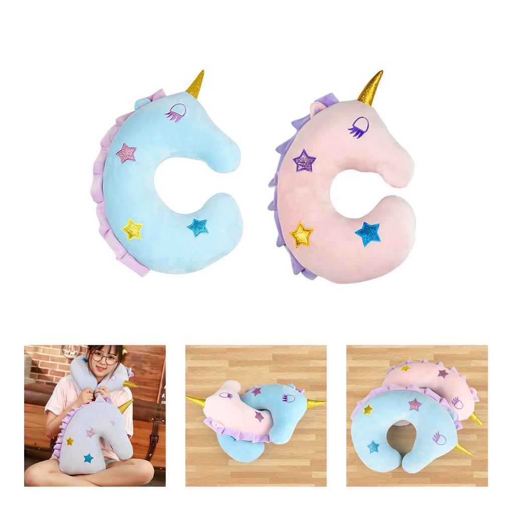 Animal Image Memory U-Shaped Neck Pillow Unicorn Stuffed Animal Plushie Soft Office Nap Sleep Pillow Women