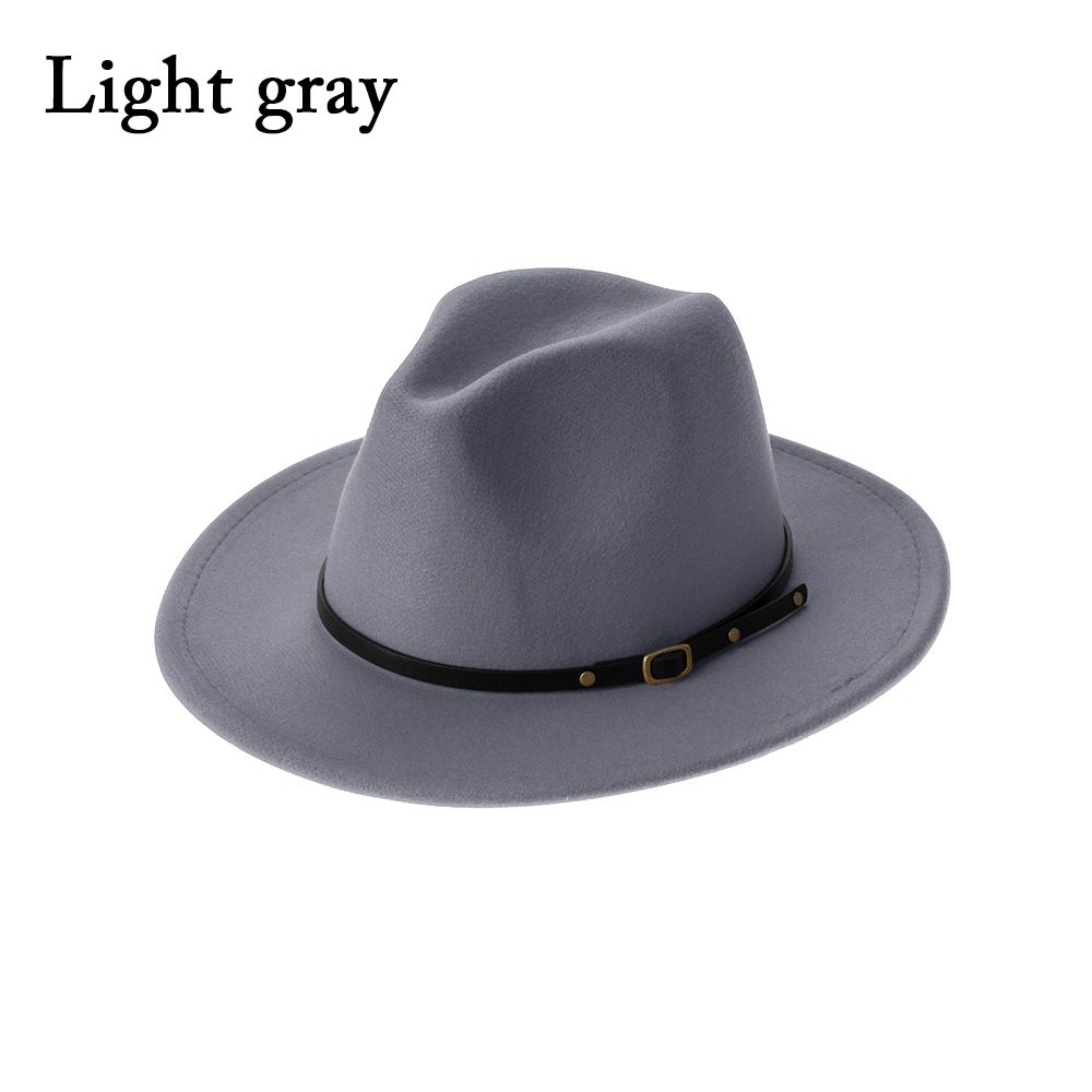 Vintage Felt Fedora Hats with Belt Buckle for Men & Women Wide Brim Outback Hat Panama Jazz Hat Cowboy Hat