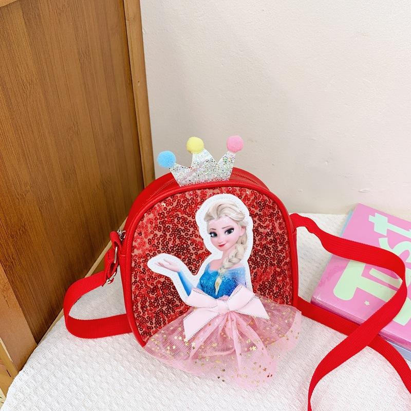 Children s Bag Cute Princess Bag Sequined PU Bag Children s Shoulder Bag Messenger Bag Bag Little Princess Portable Girl красный