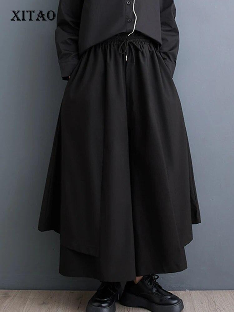 

Черные облегающие брюки длиной до щиколотки XITAO DMJ3877 One Size чёрный