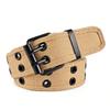 Men and women double-breasted belt double-hole middle-aged and young men's tooling trend punk pink buckle belt