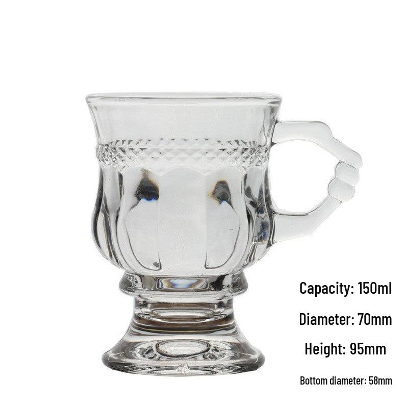 Nordischer Retro Glasbecher auf hohem Fuß - Schwarz, Milchtee, Kaffee & Wein Teegeschirr-Set