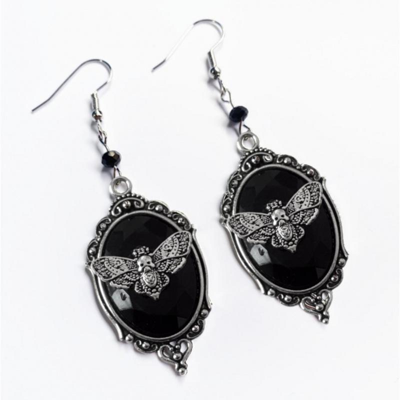 Retro Skull Moth Witch Earrings - Mysterious Witch Jewelry