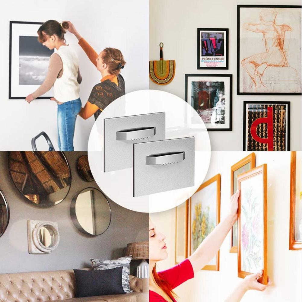 8 szt. Samoprzylepny Wieszak Haczyk do Ramy Lustra 40x40mm Metalowe Wieszaki Samoprzylepna Płytka do Wieszania Obrazów Do Dekoracji Domu Biura