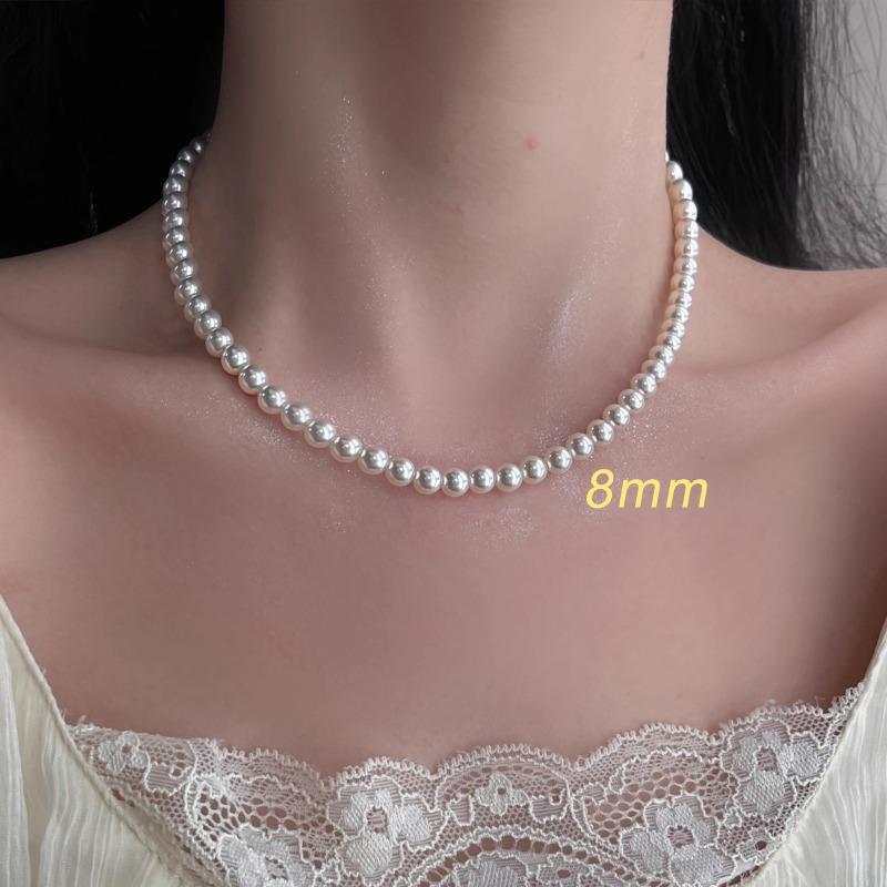 French round Shijia pearl necklace New Internet celebrity necklace Sweater chain Literary retro fashion necklace