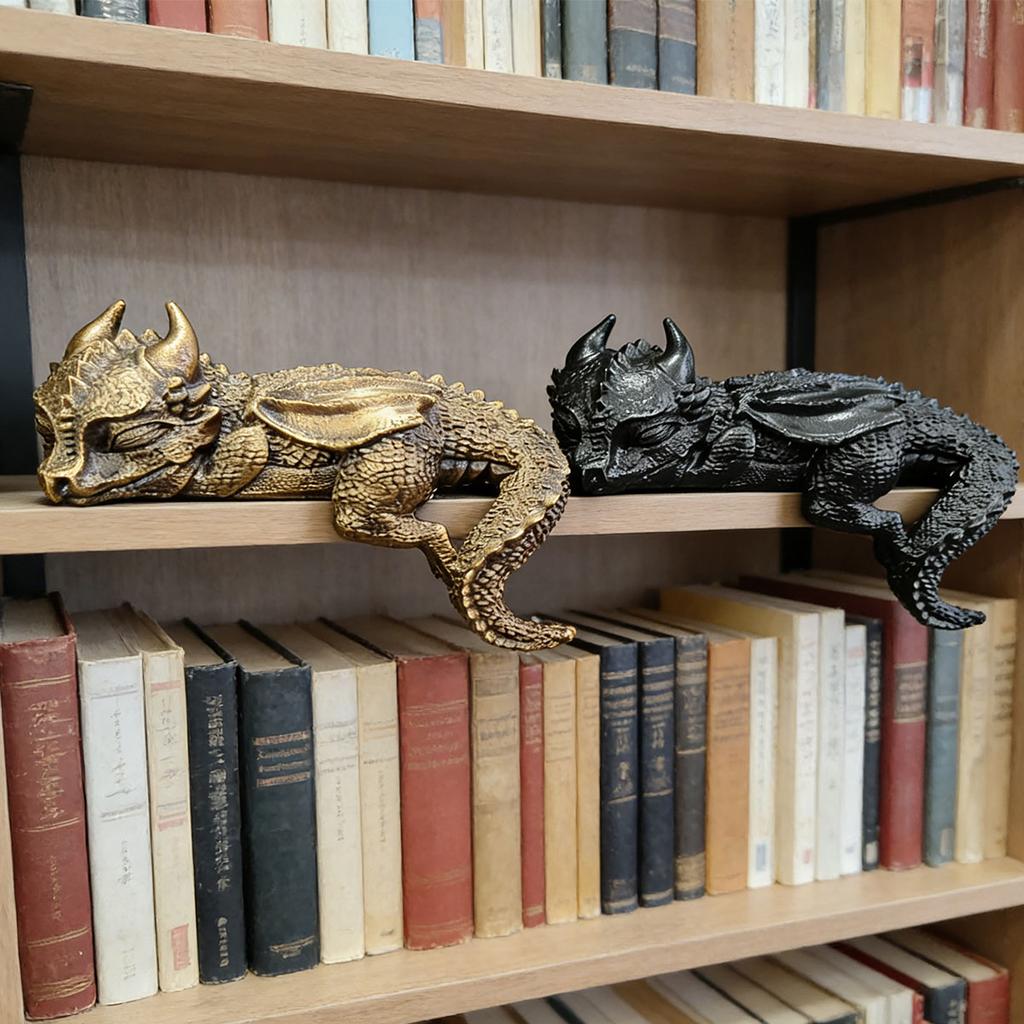 Decorative Resin Statue of A Sleeping Dragon with Wings, Designed To Lie on The Edge, Suitable for Home Decor or As A Collectible Item