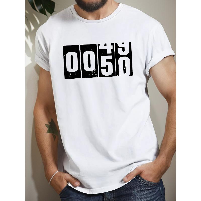 

Повседневная мужская футболка с коротким рукавом - Геометрический дизайн, Машинная стирка - Идеально для лета S белый