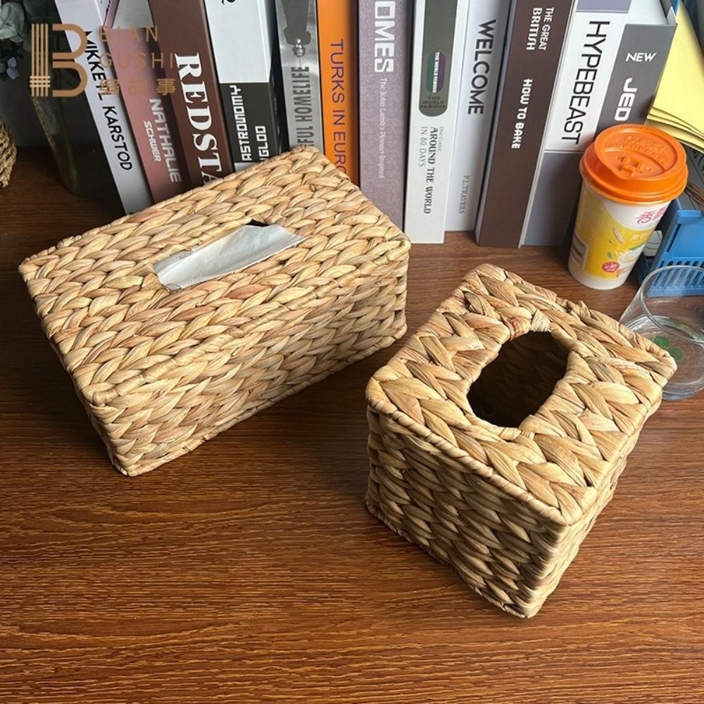 Straw Woven Tissue Box Cover Decorative Natural Tissue Box Environmental Protection Lightweight Dryer Sheets Holder