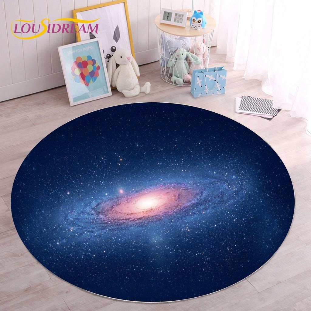 HD Galaxy Universe Space Stars Runder Teppich, Teppich für Wohnzimmer, Kinderzimmer, Sofa, Spielzimmer, Dekoration, rutschfeste Bodenmatte