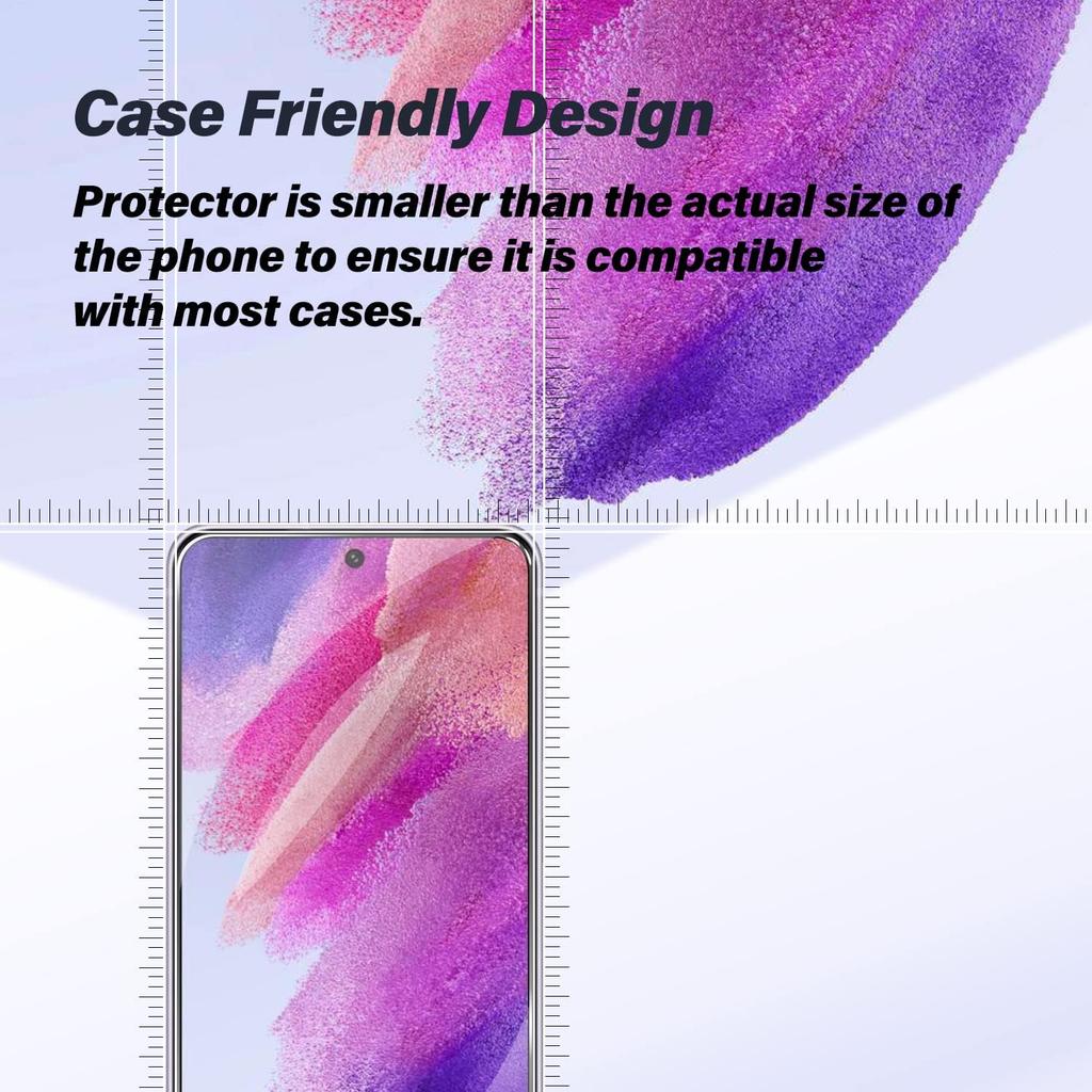 BIG FACE Galaxy S21 FE Tempered Glass Screen Protector + Camera Lens Protector [ 2 + 2 Pack ][Fingerprint Unlock] [Anti-Scratch] [Case Friendly]