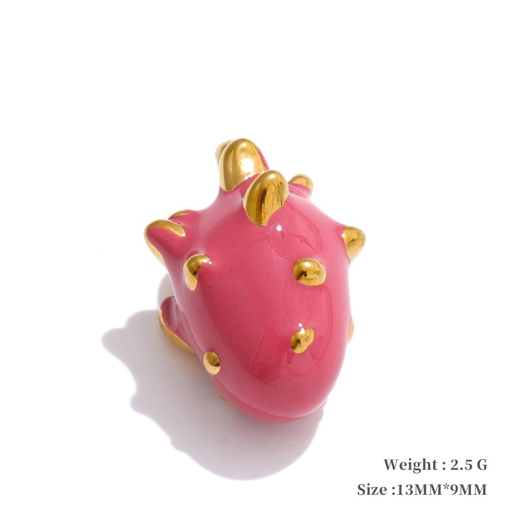 Yhpup Fashion Enamel Lemon Strawberry Heart Flower Gift DIY Accessories Making Necklace Bracelet Earring Stainless Steel Jewelry