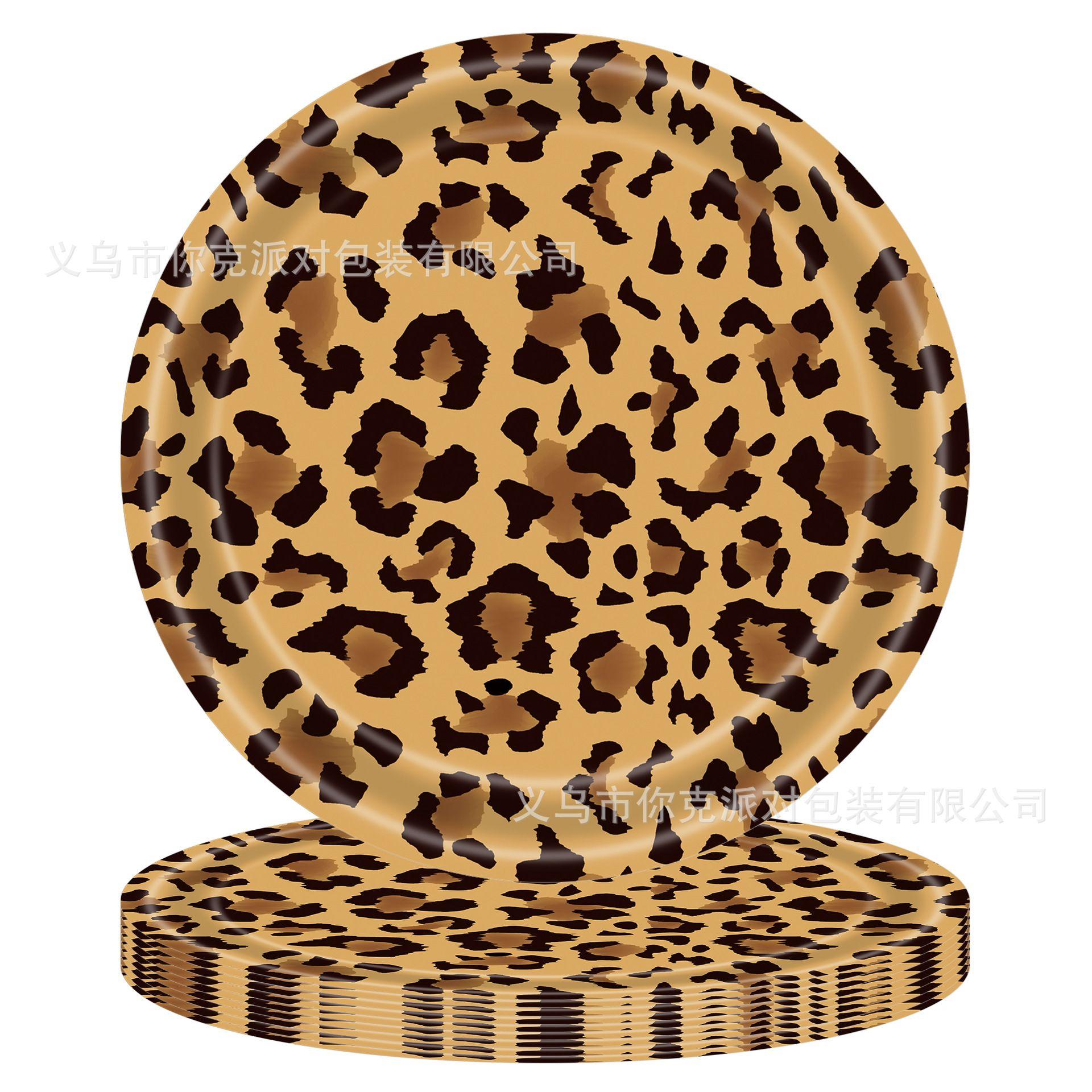 

Chic Leopard Print Disposable Paper Tableware Set Birthday Party Plates Cups Napkins Decor 7 inch plate/20 pcs