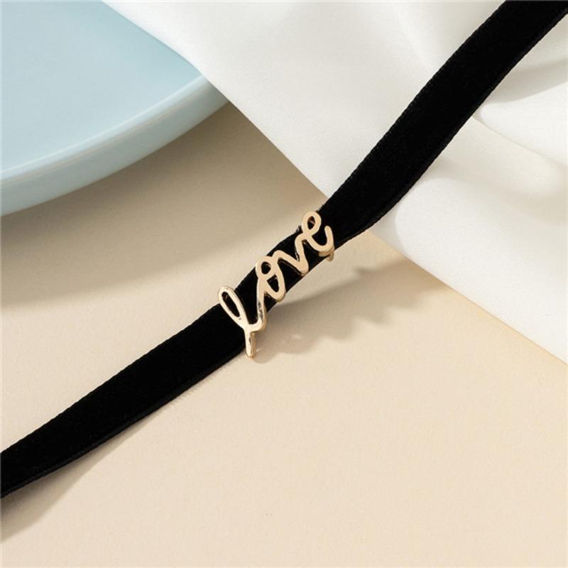 Schwarzes Samthalsband Liebesdesign Party täglich vielseitige Halskette vielseitige Buchstabenhalskette