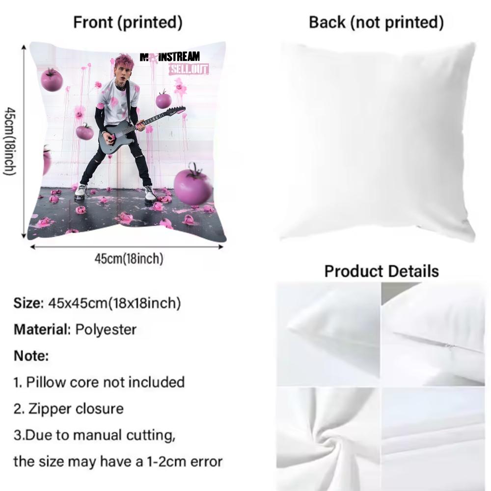 M-Machine Gun Kelly Singer Cushion Cover Pattern Printed Pillowcase for Living Room Sofa Cushion Cover & Bedroom Decor