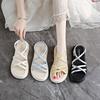 Platform Sandals Women's 2025 Summer New Outer Wear Soft Sole with Skirt Cross Strap Beach Shoes